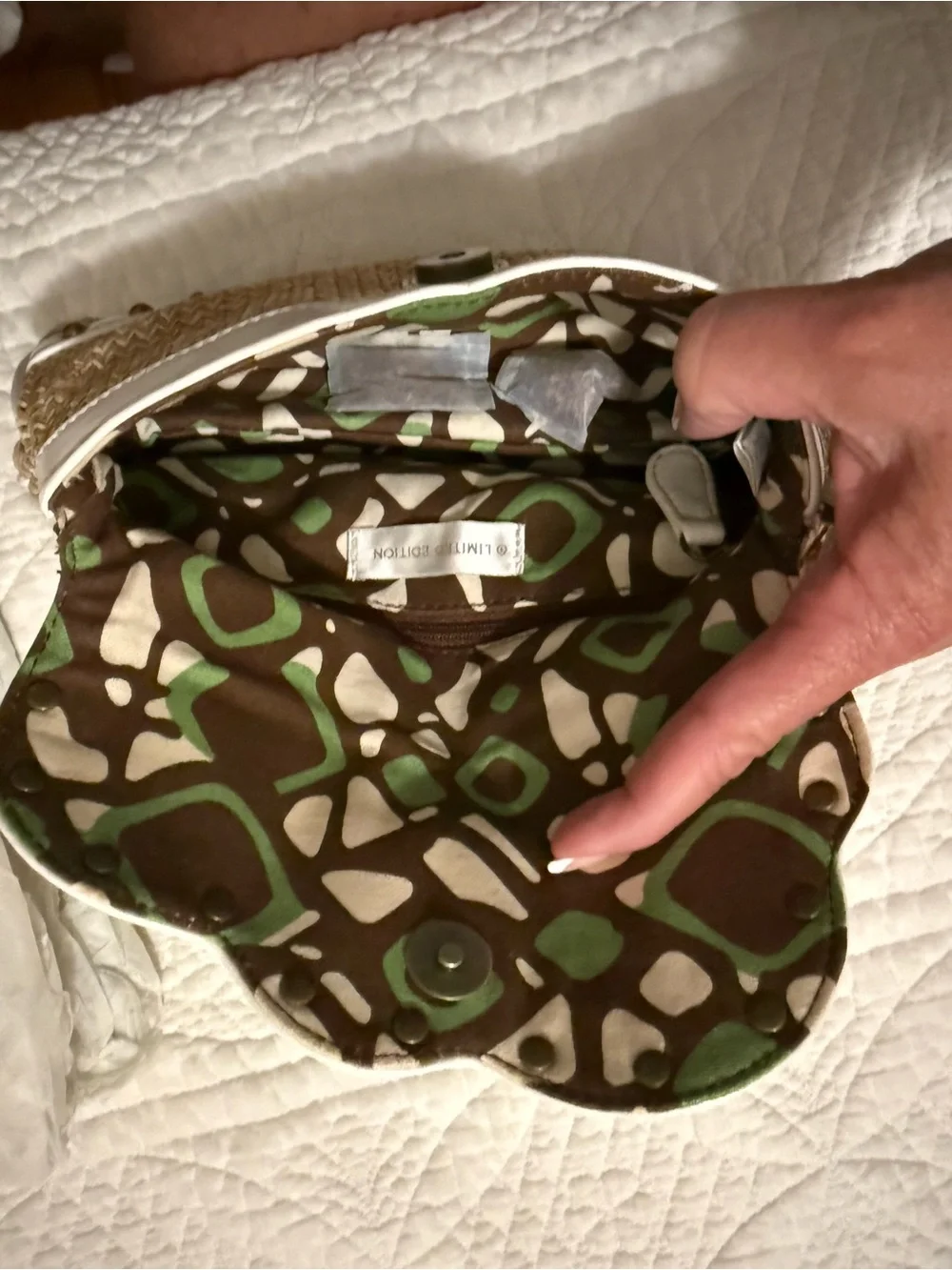 Target Straw Wristlet Clutch with White Trim and Floral Accent